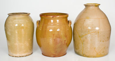 Lot of Three: Redware Jars, Northeastern U.S. or Canadian