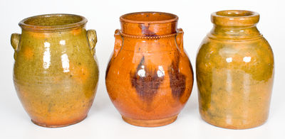 Lot of Three: Glazed Redware Jars, NY, NJ and Canada