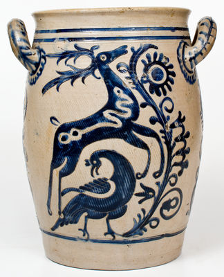 Exceptional Westerwald German Stoneware Jar w/ Leaping Stag Designs