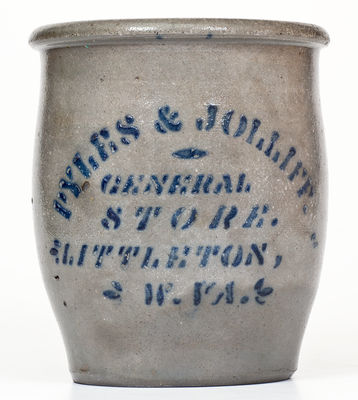 Unusual Littleton, WV Stoneware Advertising Jar
