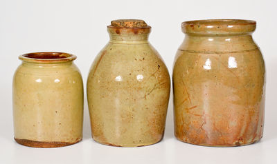 Lot of Three: Glazed Redware Jars, NY / Canada
