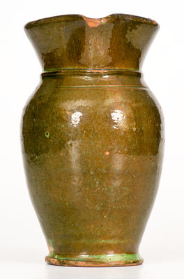 Large Green-Glazed Redware Pitcher, Strasburg, VA, circa 1890