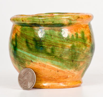 Rare and Fine Small-Sized Multi-Glazed Redware Jar, Strasburg, VA, circa 1890, att. S. Bell & Sons