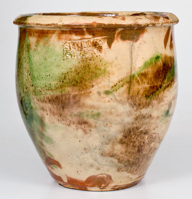 S. BELL & SON / STRASBURG, VA Multi-Glazed Redware Jar