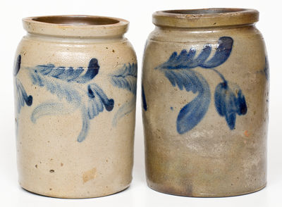 Lot of Two: Philadelphia Stoneware Jars with Floral Decoration