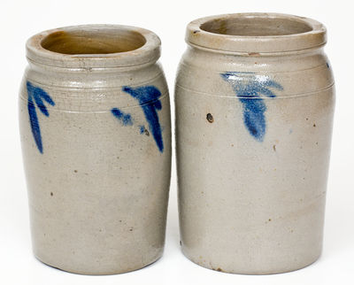 Lot of Two: 1/4 Gal. Stoneware Jars attrib. R. J. Grier, Chester County, PA