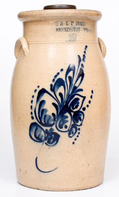 2 Gal. E. & L. P. NORTON / BENNINGTON, VT Stoneware Churn with Floral Decoration