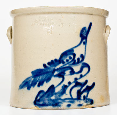 ADAM CAIRE / PO'KEEPSIE, NY Stoneware Crock with Elaborate Bird on Stump Decoration