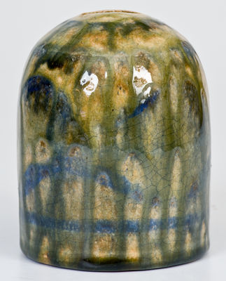 Rare Alkaline-Glazed Stoneware Bank w/ Cobalt Decoration, probably Shimuel Timmerman, Lanier County, GA