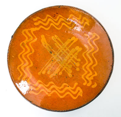 American Redware Plate w/ Elaborate Slip Decoration