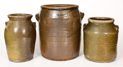 Three Pieces of Penland Family Alkaline-Glazed Stoneware, Candler, NC, circa 1925