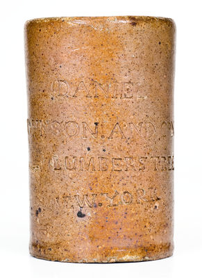 Rare and Important Thomas Commeraw Stoneware Oyster Jar for DANIEL JOHNSON AND CO. / NEW YORK