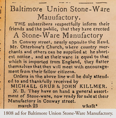 Exceedingly Rare BALTIMORE UNION STONEWARE MANUFACTORY Stoneware Jar, 1808-1810