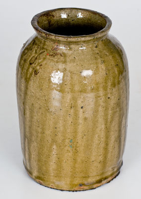 Rare Alkaline-Glazed Stoneware Jar Stamped "J F Y," probably Alabama origin