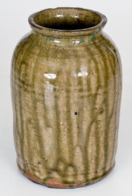 Rare Alkaline-Glazed Stoneware Jar Stamped "J F Y," probably Alabama origin