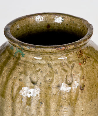Rare Alkaline-Glazed Stoneware Jar Stamped "J F Y," probably Alabama origin
