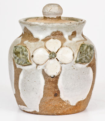 Arie Meaders, Cleveland, GA Lidded Jar w/ Dogwood Flower Motif