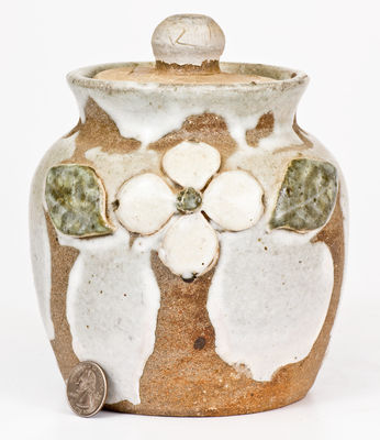 Arie Meaders, Cleveland, GA Lidded Jar w/ Dogwood Flower Motif