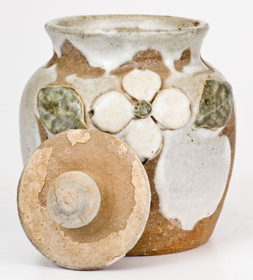 Arie Meaders, Cleveland, GA Lidded Jar w/ Dogwood Flower Motif