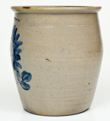 Unusual HARRISBURG, PA Stoneware Jar by William Moyer, Harrisburg, PA, circa 1856-1861