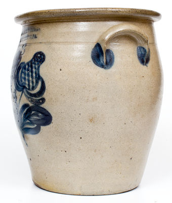 Fine COWDEN & WILCOX / HARRISBURG, PA Stoneware Jar w/ Elaborate Cobalt Floral Decoration