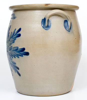 Outstanding COWDEN & WILCOX / HARRISBURG, PA Four-Gallon Stoneware Jar w/ Foliate Star Decoration