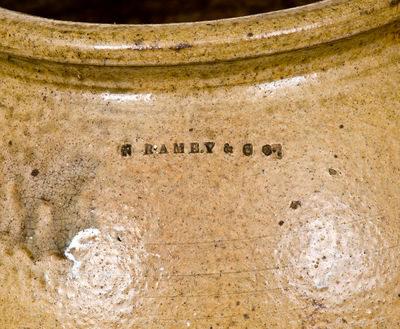 Very Rare Four-Gallon N RAMEY & CO Stoneware Jar, Pottersville, Edgefield District, SC, circa 1839