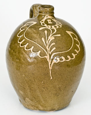 Scarce attrib. Collin Rhodes, Edgefield District, SC Stoneware Jug w/ Kaolin Slip Decoration