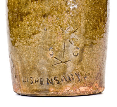 Rare S.C. DISPENSARY Stoneware Jug, attrib. J. G. Baynham, Trenton, Edgefield District, SC