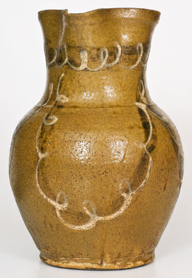 Very Rare Alkaline-Glazed Stoneware Pitcher w/ Two-Color Slip Decoration, att. Thomas Chandler, Edgefield, SC