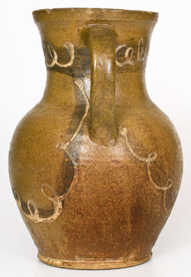 Very Rare Alkaline-Glazed Stoneware Pitcher w/ Two-Color Slip Decoration, att. Thomas Chandler, Edgefield, SC