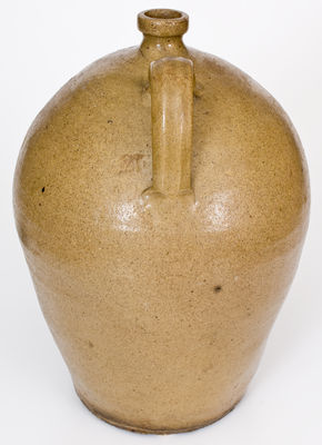 Fine attrib. Thomas Chandler, Edgefield District, SC Stoneware Jug w/ Iron Slip Floral Decoration