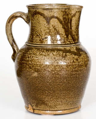 Small-Sized Alkaline-Glazed Stoneware Pitcher, probably W.F. Hahn, Trenton, Edgefield District, SC, circa 1880.