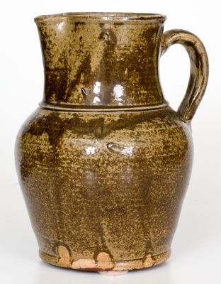 Small-Sized Alkaline-Glazed Stoneware Pitcher, probably W.F. Hahn, Trenton, Edgefield District, SC, circa 1880.