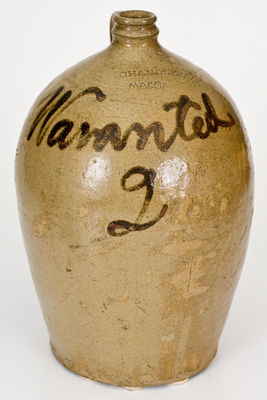 CHANDLER / MAKer Stoneware Jug w/ Iron Slip Inscription