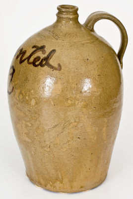 CHANDLER / MAKer Stoneware Jug w/ Iron Slip Inscription 