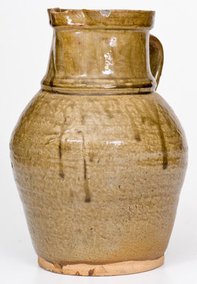 One-Gallon Alkaline-Glazed Stoneware Pitcher, attrib. W.F. Hahn, Trenton, Edgefield District, SC, circa 1870-80