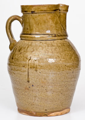 One-Gallon Alkaline-Glazed Stoneware Pitcher, attrib. W.F. Hahn, Trenton, Edgefield District, SC, circa 1870-80