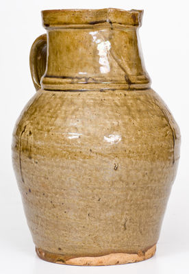 One-Gallon Alkaline-Glazed Stoneware Pitcher, attrib. W.F. Hahn, Trenton, Edgefield District, SC, circa 1870-80