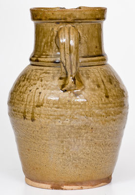 One-Gallon Alkaline-Glazed Stoneware Pitcher, attrib. W.F. Hahn, Trenton, Edgefield District, SC, circa 1870-80