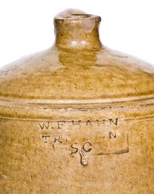 One-Gallon W.F. HAHN / TRENTON / SC Alkaline-Glazed Stoneware Jug
