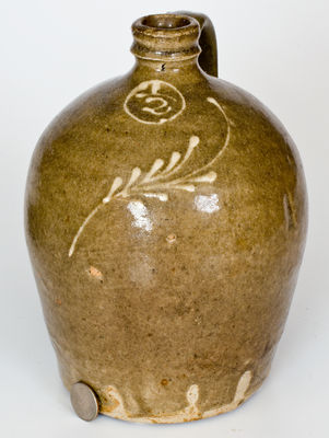 Rare Half-Gallon attrib. Collin Rhodes Stoneware Jug with Kaolin Slip Decoration, Edgefield District, SC