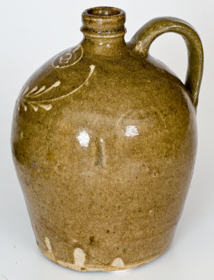 Rare Half-Gallon attrib. Collin Rhodes Stoneware Jug with Kaolin Slip Decoration, Edgefield District, SC