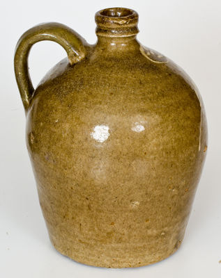 Rare Half-Gallon attrib. Collin Rhodes Stoneware Jug with Kaolin Slip Decoration, Edgefield District, SC