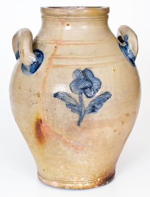 Fine BOSTON Stoneware Jar w/ Impressed Floral Decoration, Jonathan Fenton, late 18th century
