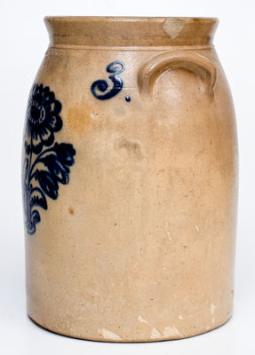 3 Gal. JOHN BURGER / ROCHESTER, New York Stoneware Jar with Floral Decoration