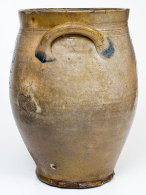 Fine att. William Capron, Albany, NY Stoneware Jar w/ Incised Bird and Floral Decoration, c1800-1805