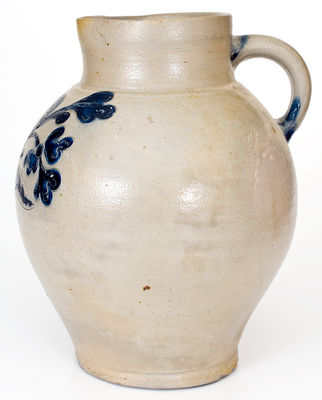 Very Rare Manhattan Stoneware Pitcher w/ Incised Leaf and Floral Decoration