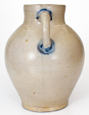 Very Rare Manhattan Stoneware Pitcher w/ Incised Leaf and Floral Decoration