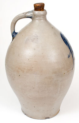 Extremely Important Stoneware Jug w/ Incised Decoration of Man Looking Between his Legs
